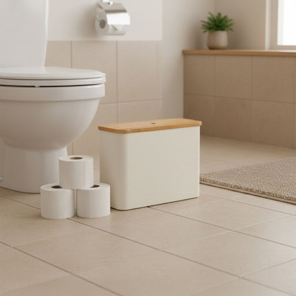 Square Fabric Toilet Roll Holder, Holds 12 Rolls