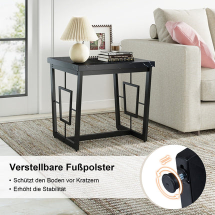 Quadratischer Marmor-Beistelltisch, Schwarz, 60x60x60 cm