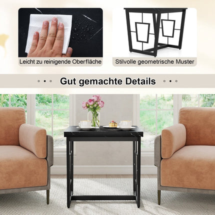 Quadratischer Marmor-Beistelltisch, Schwarz, 60x60x60 cm