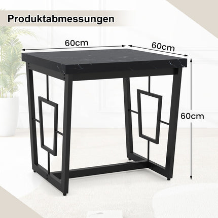Quadratischer Marmor-Beistelltisch, Schwarz, 60x60x60 cm