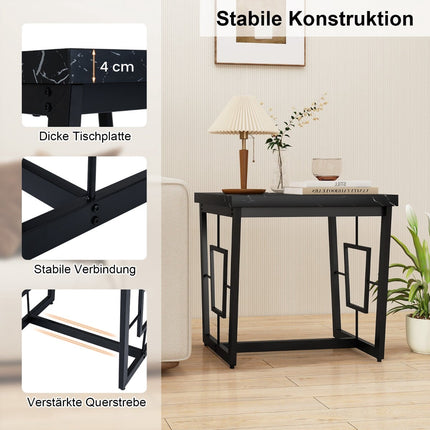 Quadratischer Marmor-Beistelltisch, Schwarz, 60x60x60 cm