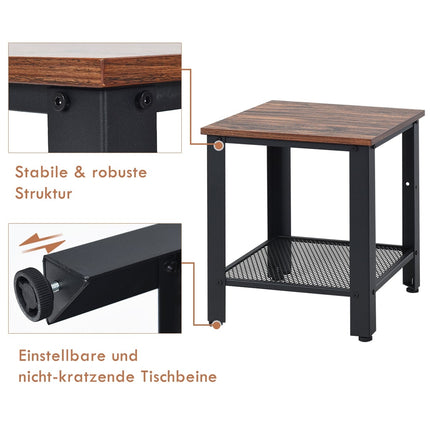 Square Metal Coffee Table, 40x40x45.5 cm, Brown