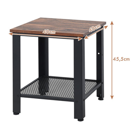 Square Metal Coffee Table, 40x40x45.5 cm, Brown