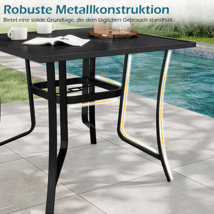 Square Metal Patio Table with Umbrella Hole, Black, 91cm