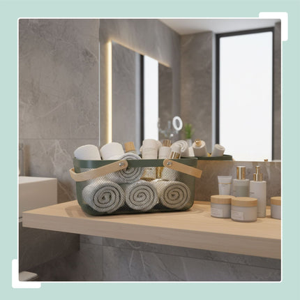 Square Metal Storage Basket with Handles