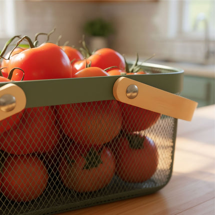 Square Metal Storage Basket with Handles