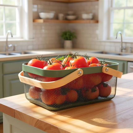 Square Metal Storage Basket with Handles
