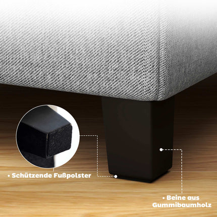 Square Ottoman Footstool With Side Pocket, Light Grey