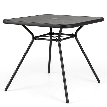 Čtvercový venkovní jídelní stůl s DPC deskou, otvor na slunečník, 80cm
