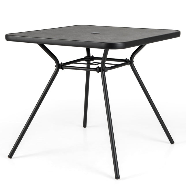 Čtvercový venkovní jídelní stůl s DPC deskou, otvor na slunečník, 80cm