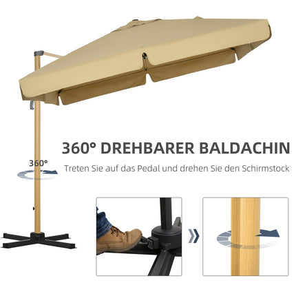 Quadratischer Ampelschirm, Höhenverstellbar, 295 cm, Khaki