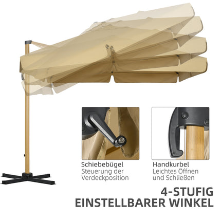 Quadratischer Ampelschirm, Höhenverstellbar, 295 cm, Khaki