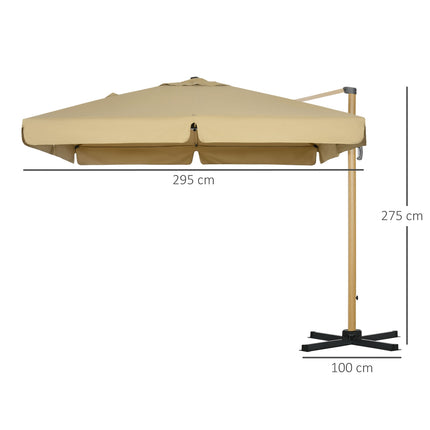 Quadratischer Ampelschirm, Höhenverstellbar, 295 cm, Khaki