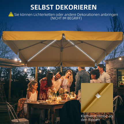 Quadratischer Ampelschirm, Höhenverstellbar, 295 cm, Khaki