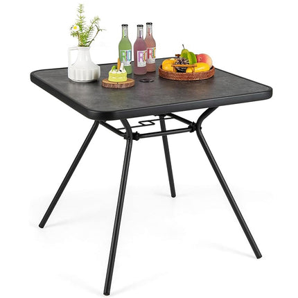 Quadratischer Terrassen-Esstisch, 80 cm, 4 cm Schirmloch