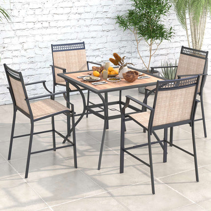 Quadratischer Terrassen-Esstisch, Braun & Schwarz, Metallrahmen