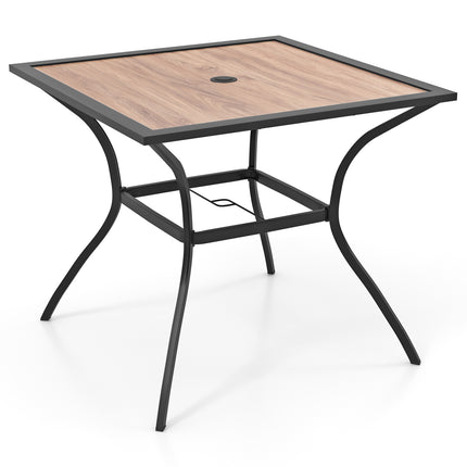 Quadratischer Terrassen-Esstisch, Braun & Schwarz, Metallrahmen