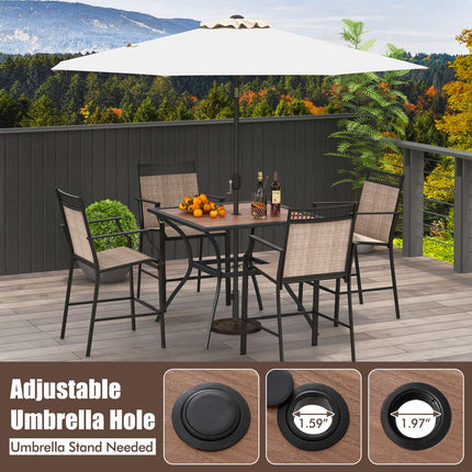 Quadratischer Terrassen-Esstisch, Braun & Schwarz, Metallrahmen