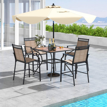 Quadratischer Terrassen-Esstisch, Braun & Schwarz, Metallrahmen
