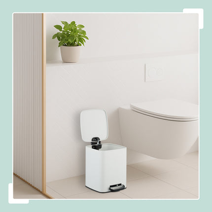Quadratischer Treteimer 6L mit Soft-Close-Deckel