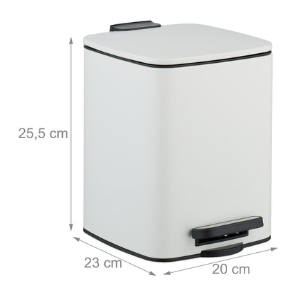 Quadratischer Treteimer 6L mit Soft-Close-Deckel