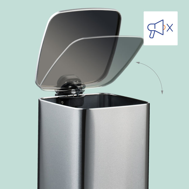 Quadratischer Treteimer 8L mit Soft-Close-Deckel