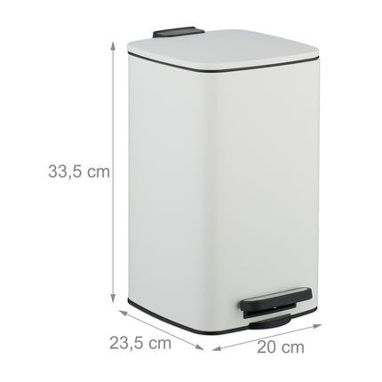 Quadratischer Treteimer 8L mit Soft-Close-Deckel und Müllbeuteln