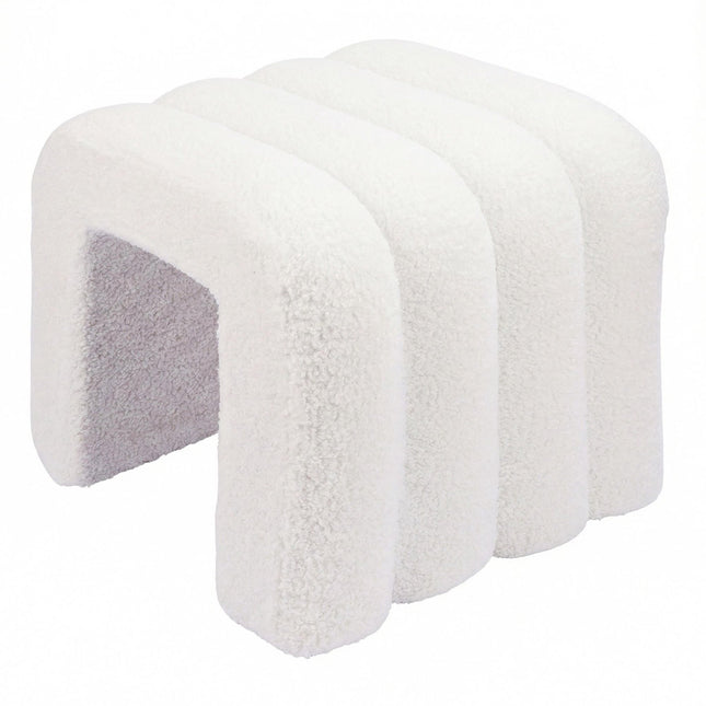 Quadratischer Plüsch-Fußhocker – Teddy-Stoff, gepolsterte Sitzfläche