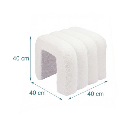 Quadratischer Plüsch-Fußhocker – Teddy-Stoff, gepolsterte Sitzfläche