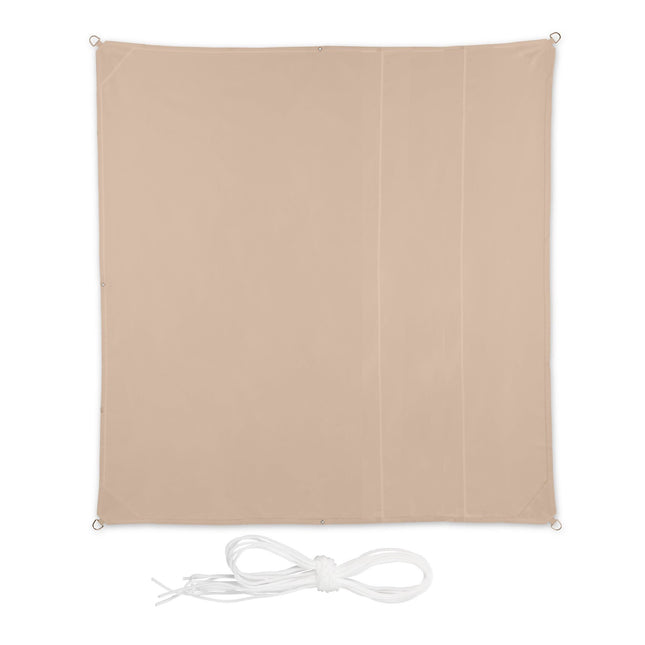 Quadratisches Sonnensegel, Beige Polyester mit Seilen