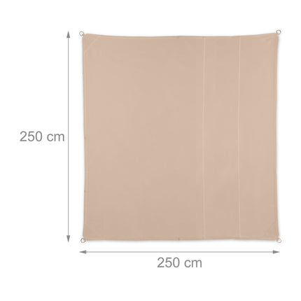 Quadratisches Sonnensegel, Beige Polyester mit Seilen