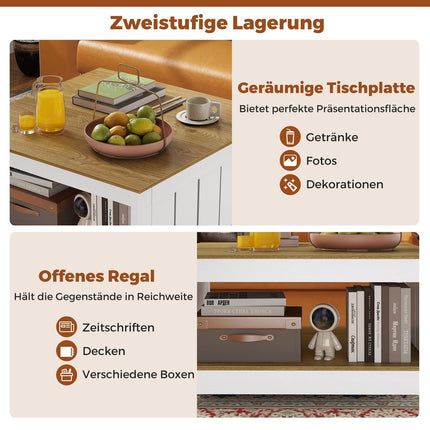 Quadratischer Couchtisch aus Holz mit Stauraum – Rustikaler Stil