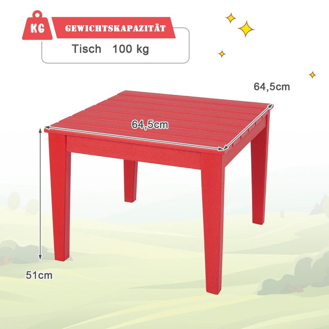Quadratischer Kindertisch wetterfester langlebiger Spieltisch rot 64,5 cm x 64,5 cm