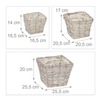 Pot de fleurs carré - lot de 3