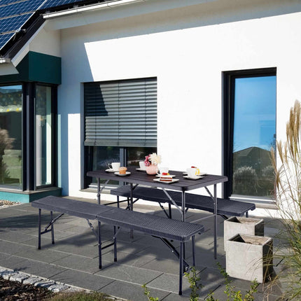 Table de jardin carrée aspect bois