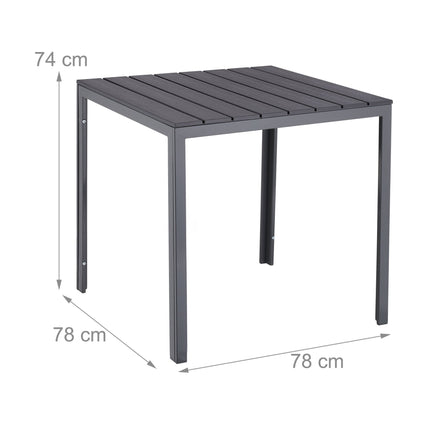 Square garden table in wood look
