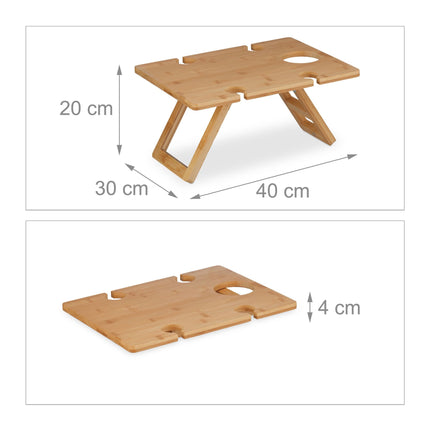 Square picnic wine table in bamboo