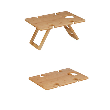 Square picnic wine table in bamboo