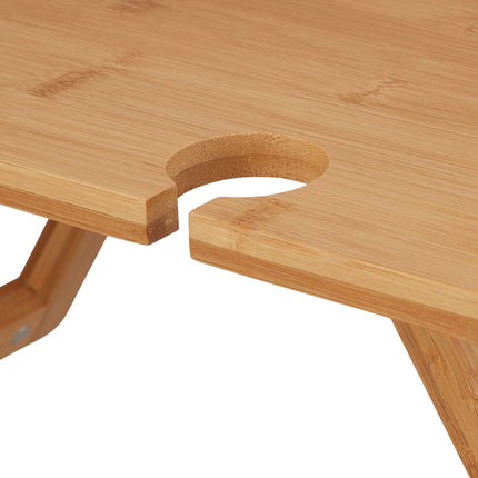 Square picnic wine table in bamboo