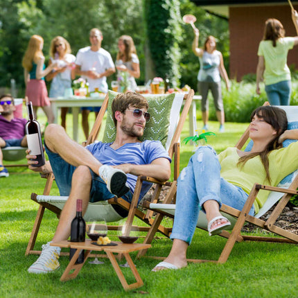 Square picnic wine table in bamboo
