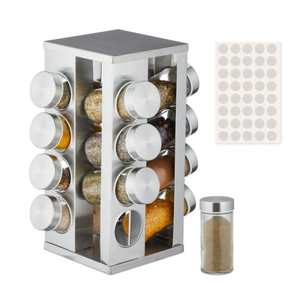 Quadratisches Gewürzkarussell mit 16 Gläsern