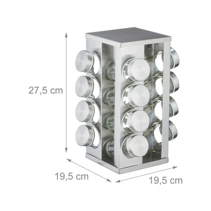 Quadratisches Gewürzkarussell mit 16 Gläsern