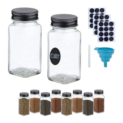 Square stainless steel spice jars