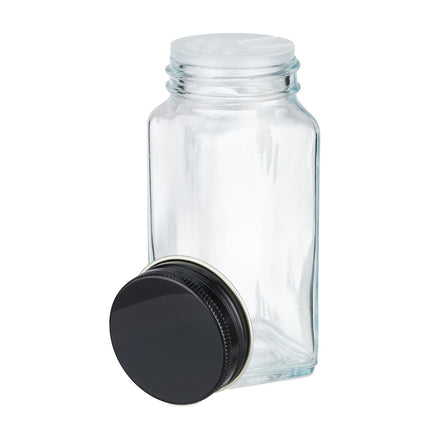 Square stainless steel spice jars