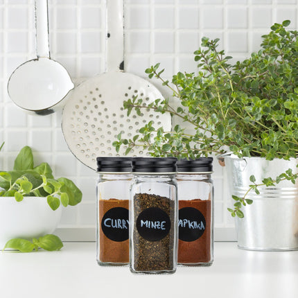Square stainless steel spice jars