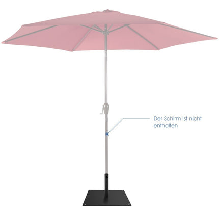 Vierkante parapluhouder van 50 cm parasolvoet met voetkussentjes Zwart