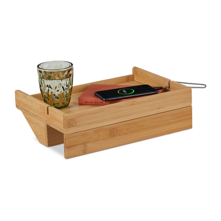 Squeezable bamboo bed tray