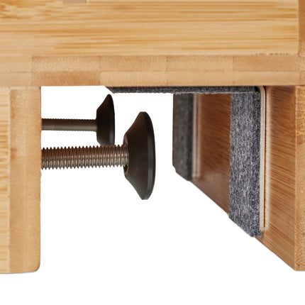 Squeezable bamboo bed tray