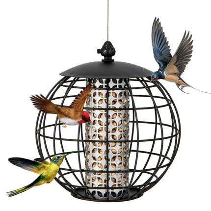 Squirrel-Proof Hanging Bird Feeder, Black, 21 x 22.5 cm