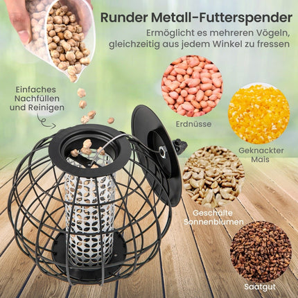 Squirrel-Proof Hanging Bird Feeder, Black, 21 x 22.5 cm